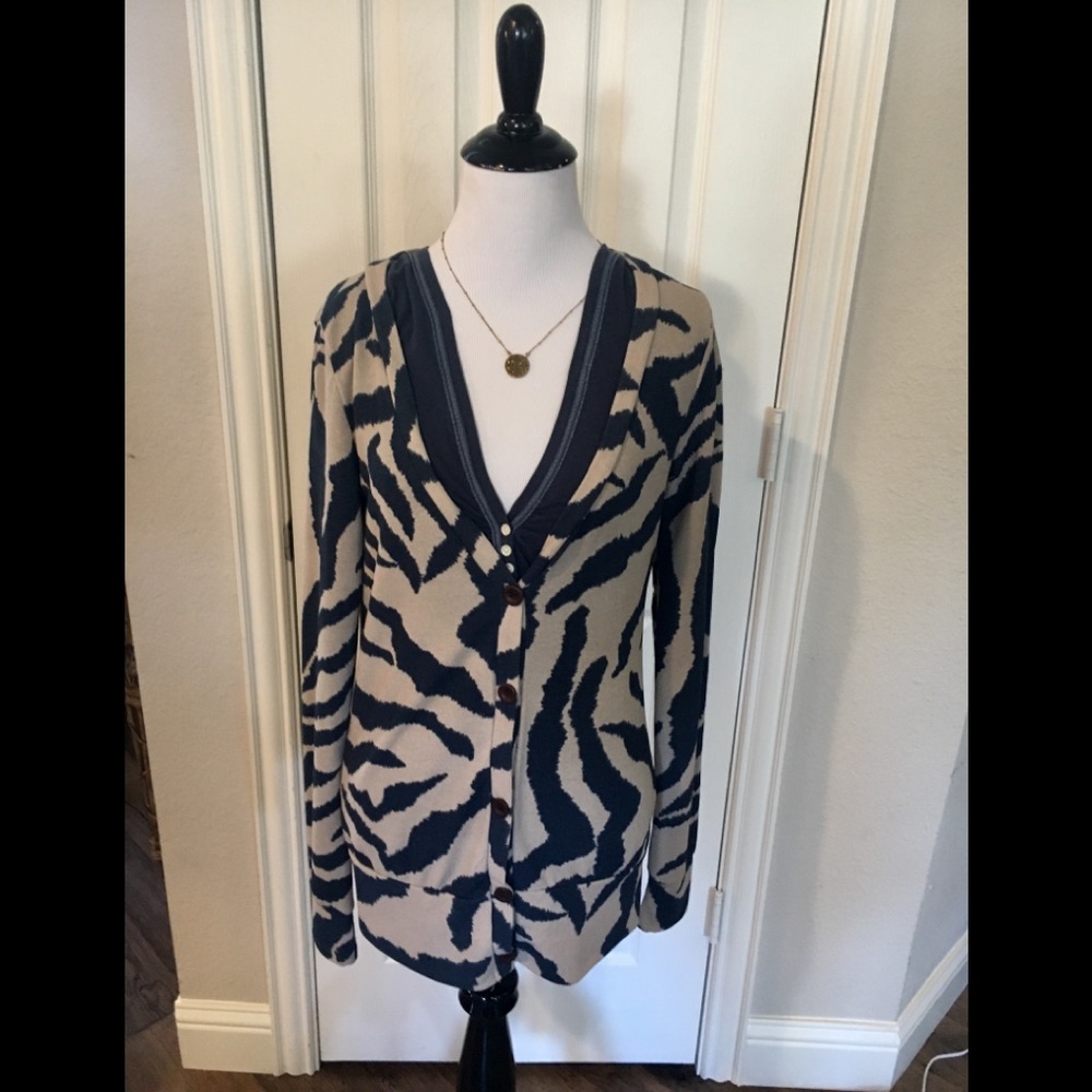 Dina Be slate blue animal print Cardigan - Size S